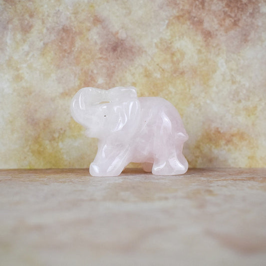Hand Carved Elephant - Rose Quartz